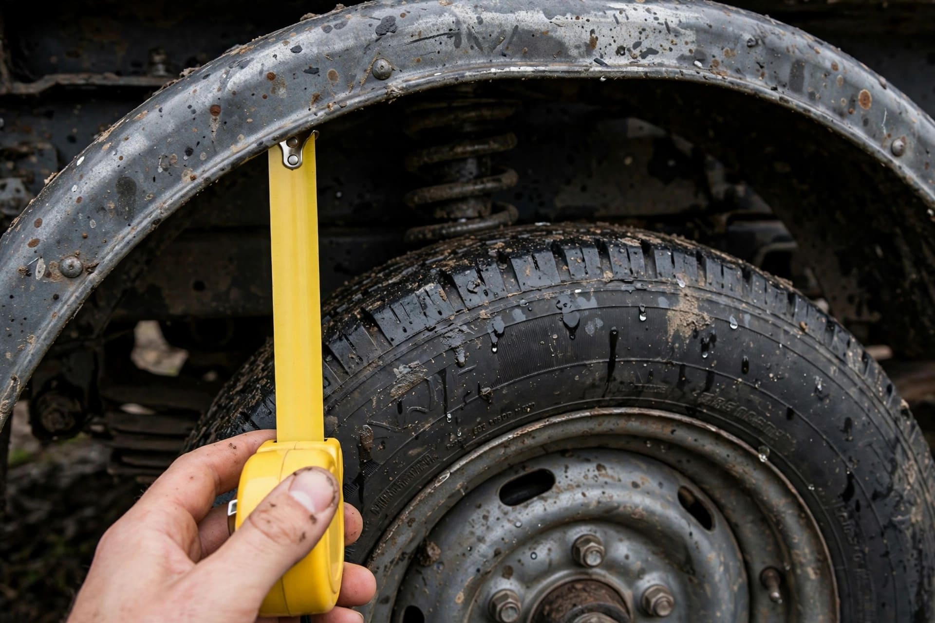 wheel well header calculator: checking tire clearance at full suspension travel