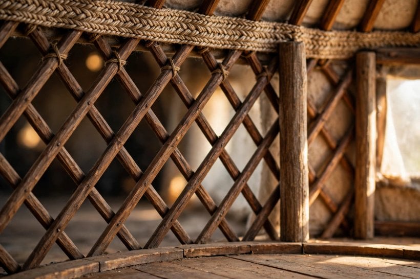 yurt floor plans: lattice wall and platform construction detail