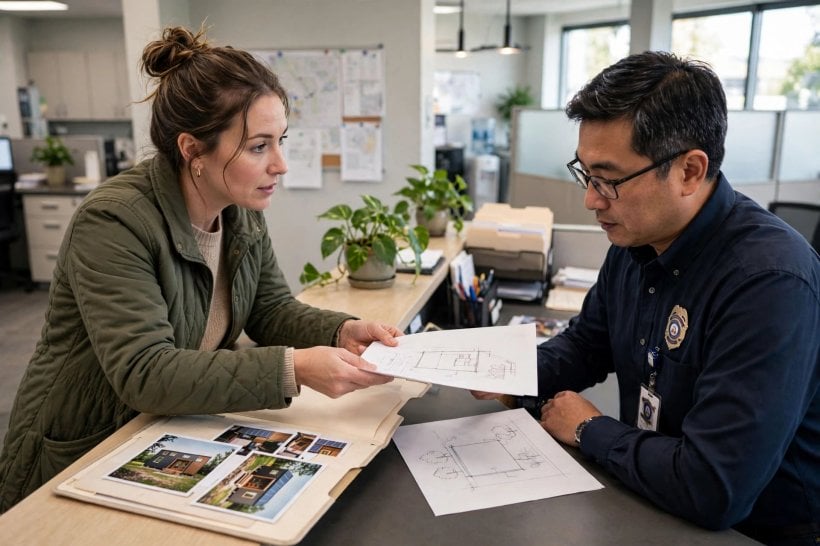 zoning laws for tiny houses: a first meeting at the planning office counter, one-page proposal in hand