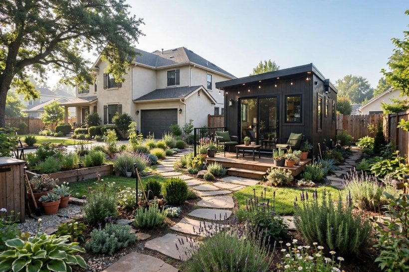 zoning laws for tiny houses: a backyard accessory dwelling unit behind a primary home