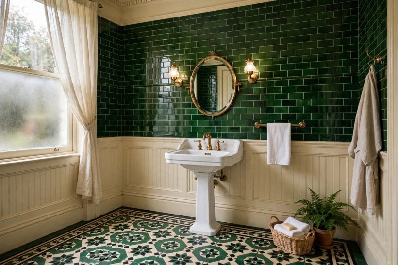 victorian bathroom: high-level cistern with a pull chain