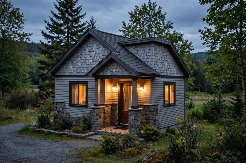 vinyl siding ideas for small homes: vertical board and batten siding in sage green