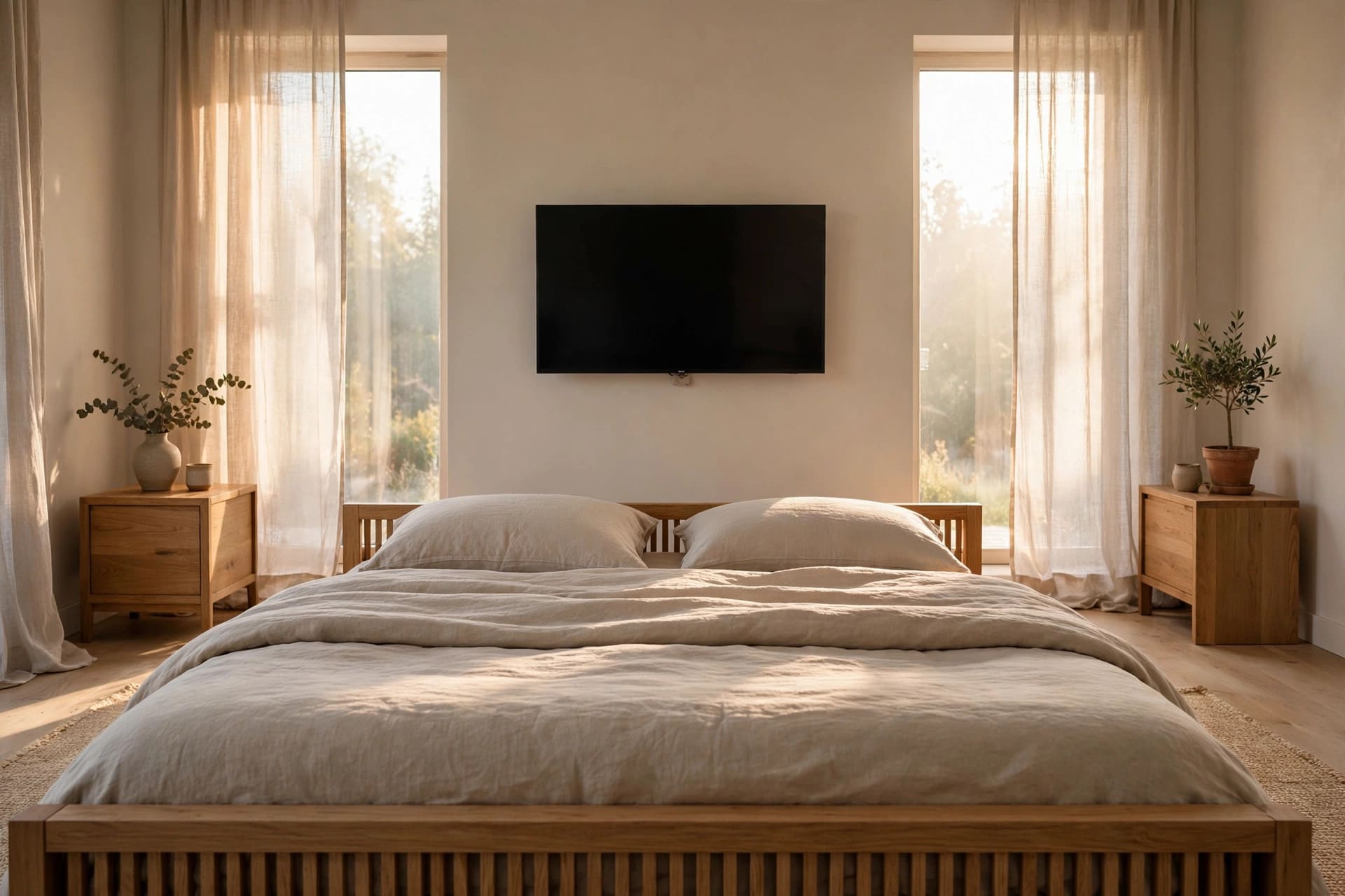 wall mounted tv ideas: lighting and soundbar styling example for comfortable viewing