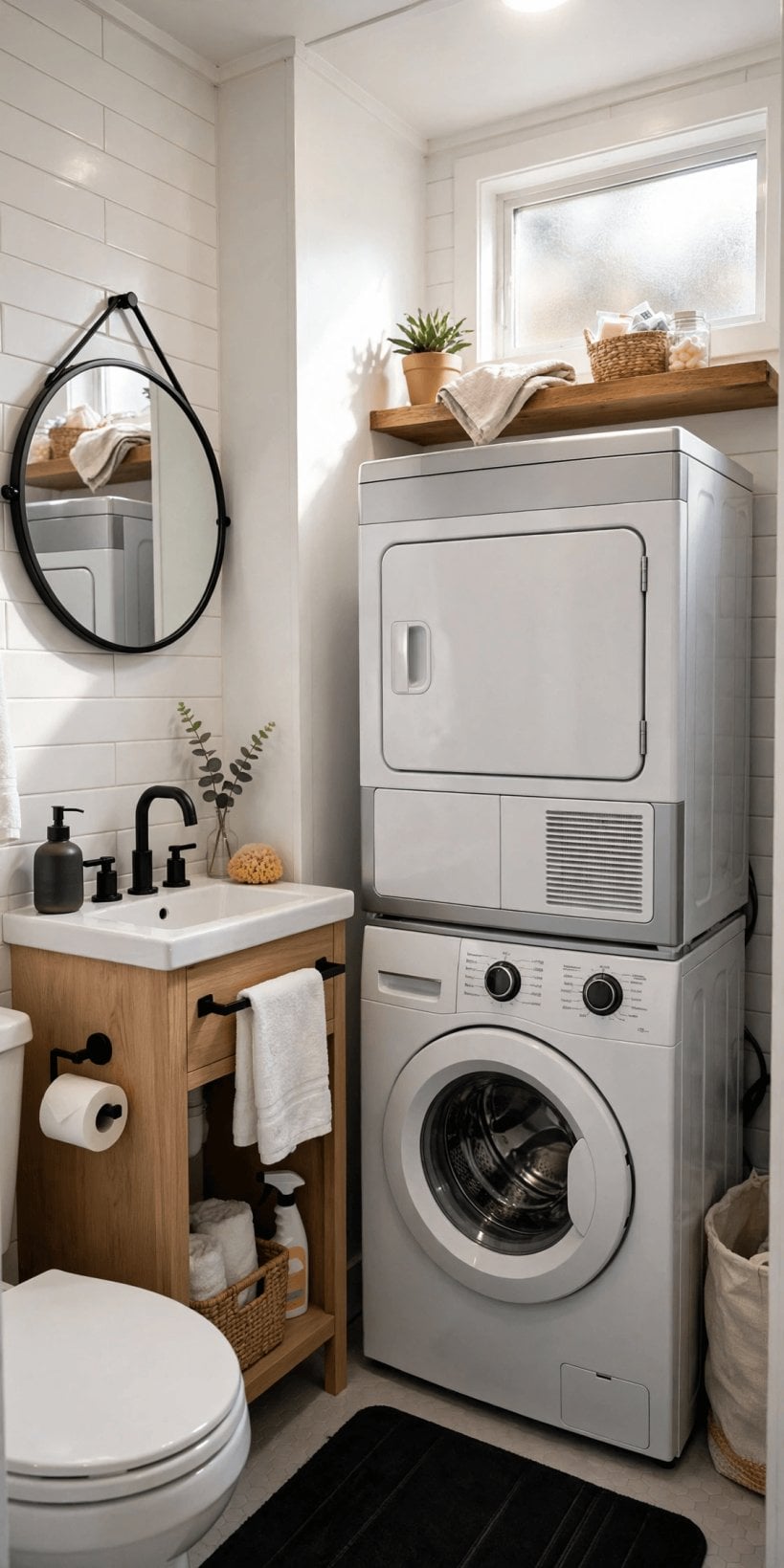 washer dryer tiny house laundry setup