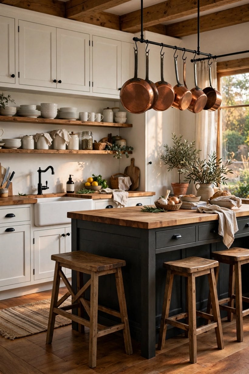 white kitchen grey island