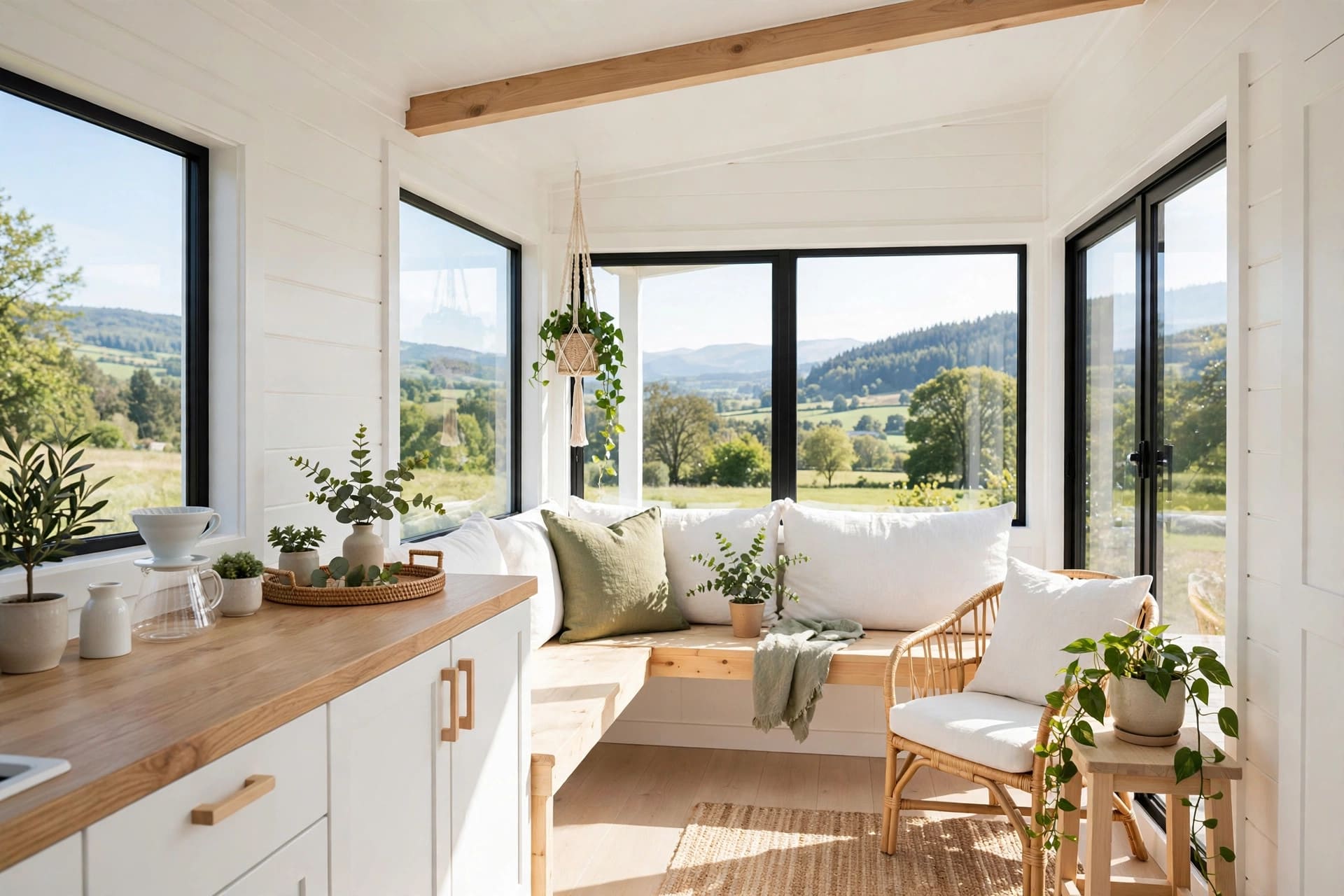 white tiny house interior