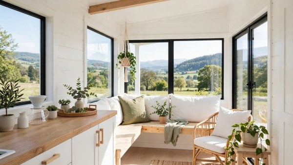 white tiny house interior