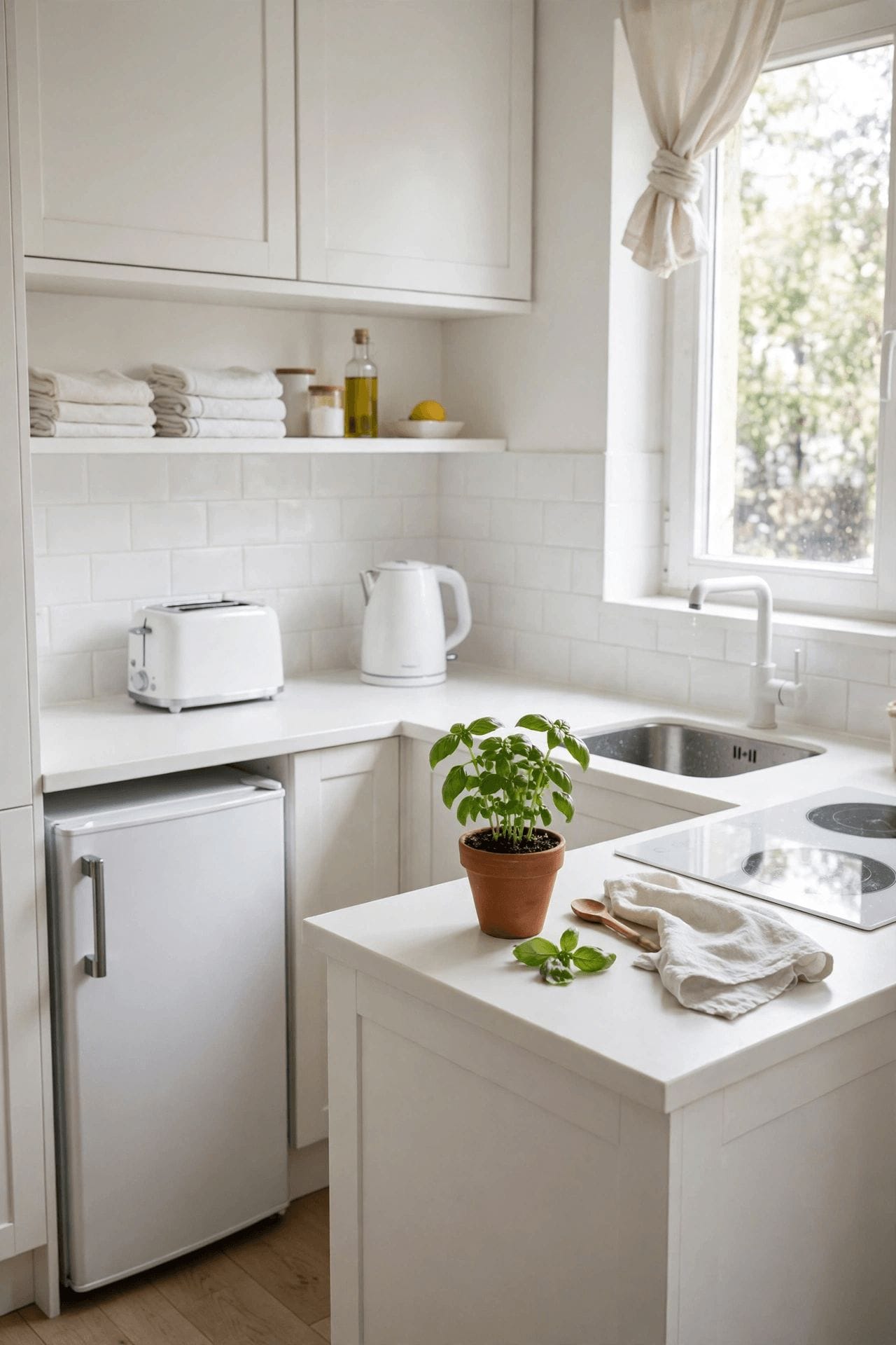 white tiny house interior