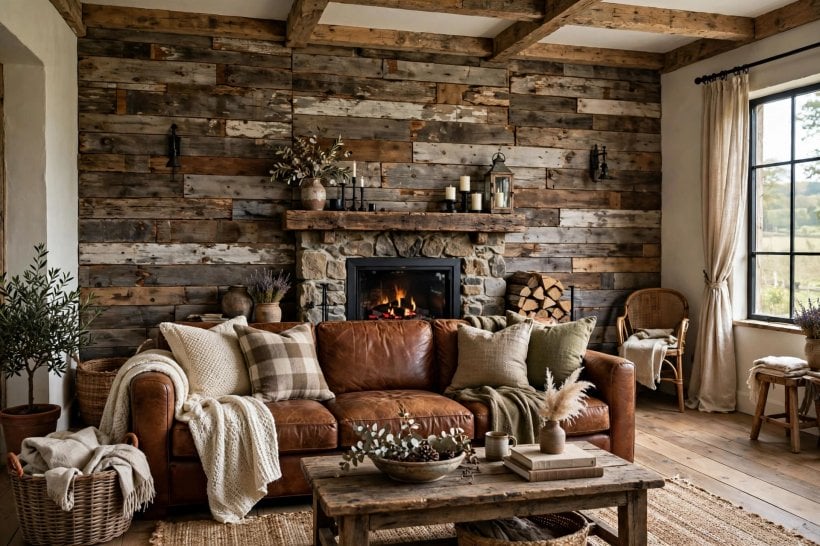 wood accent wall: half-height panelling with a neat ledge in a bright dining room