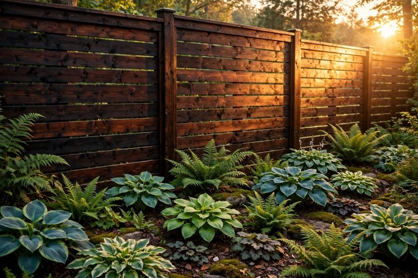 wooden fence styles: garden gate set into a panel fence