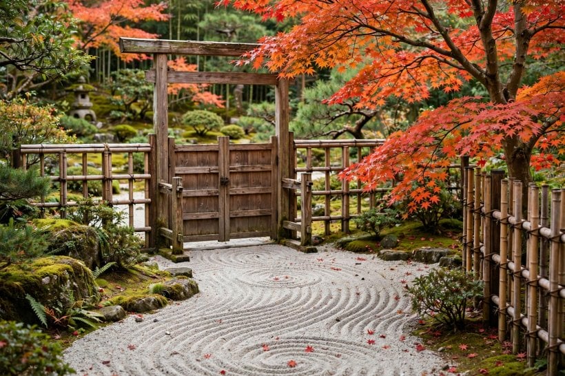 wooden gate: oiled timber finish showing warm grain