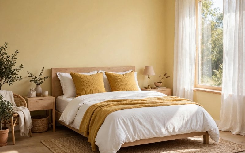 yellow walls bedroom