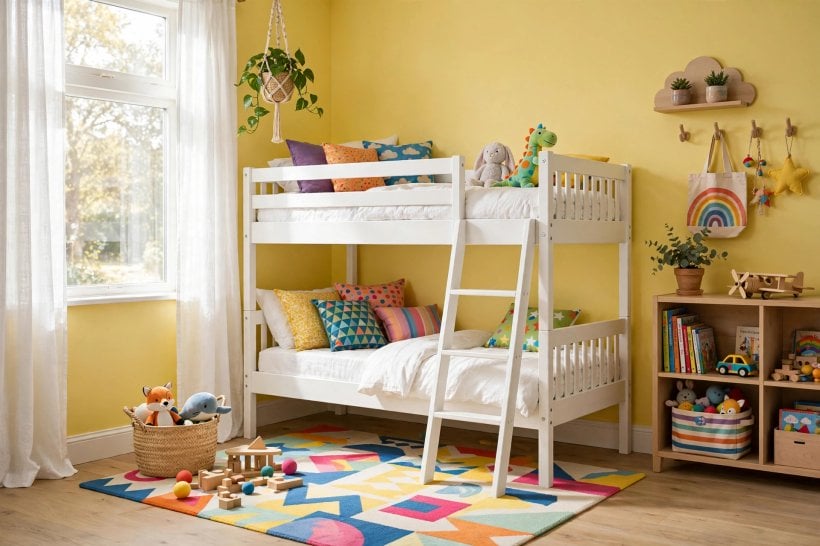 yellow walls bedroom: warm bedside lighting