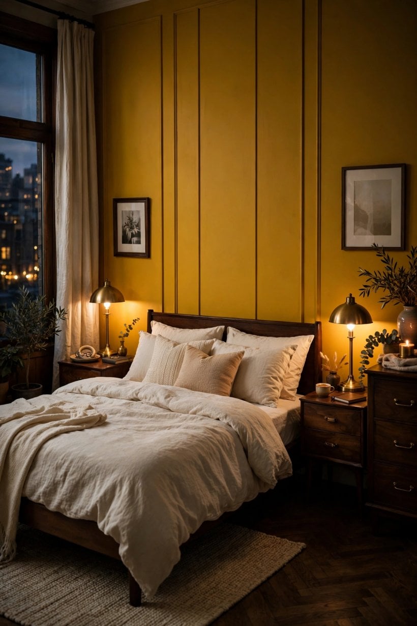 yellow walls bedroom