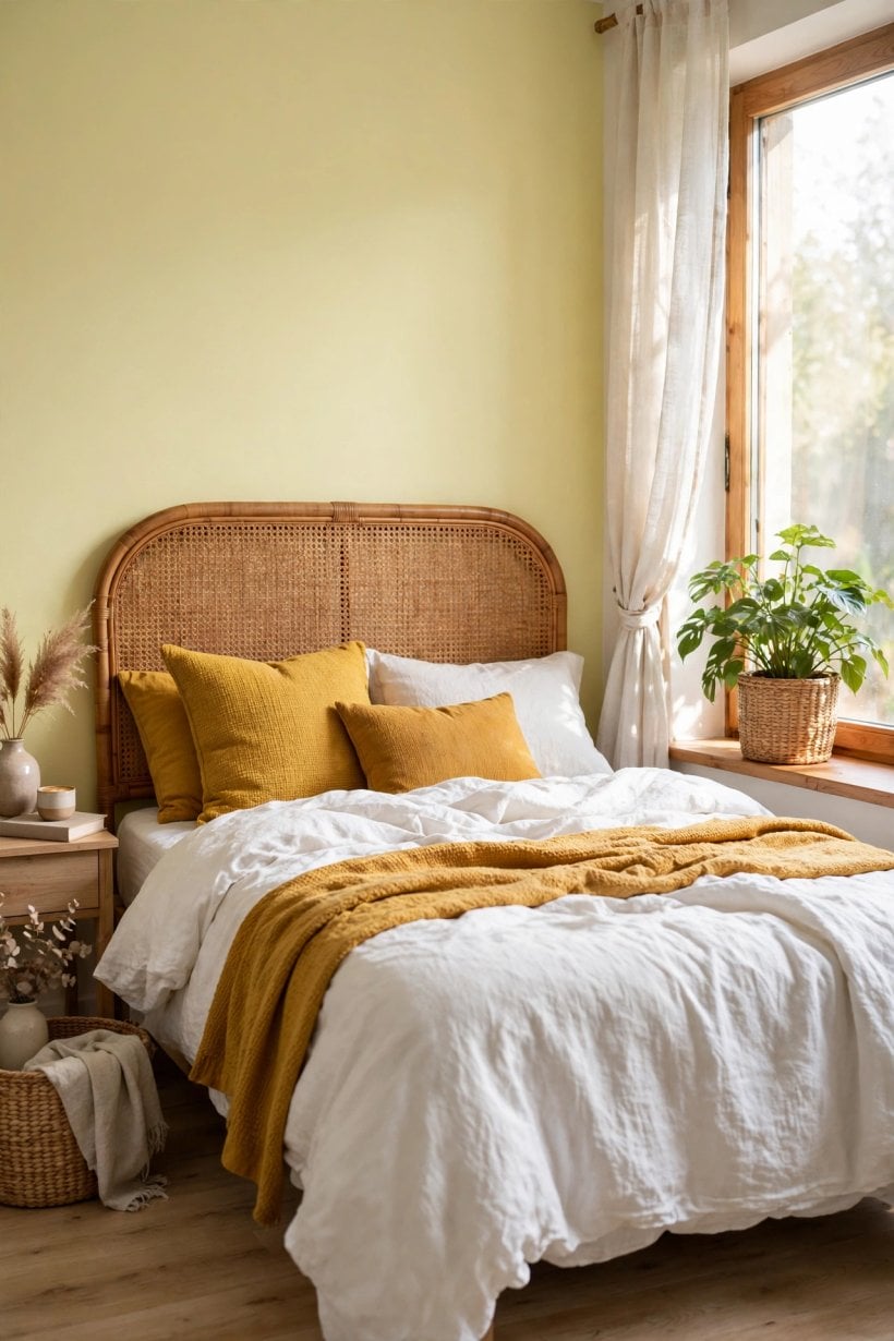 yellow walls bedroom